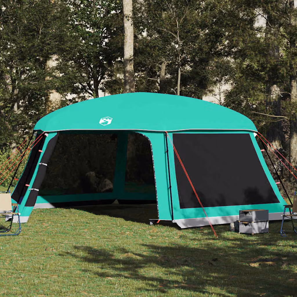Tenda da piscina con patta rimovibile e pareti in rete vidaXL, verde e turchese, L: 670 cm x P: 590 cm