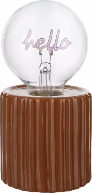 Lampadina decorativa natalizia Hello Led ricaricabile USB in ceramica e vetro trasparente con luce bianca calda – 1