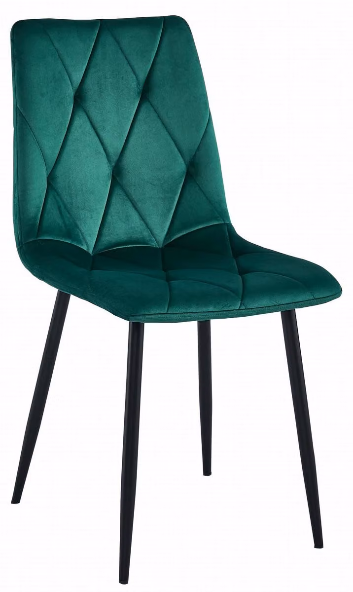 Sedia Libra in Velluto Verde Bosco con Gambe Nere