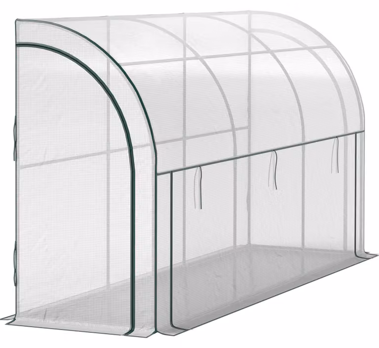 Serra Outsunny con ripiani e porta scorrevole, serra in plastica resistente all'inverno con struttura in acciaio