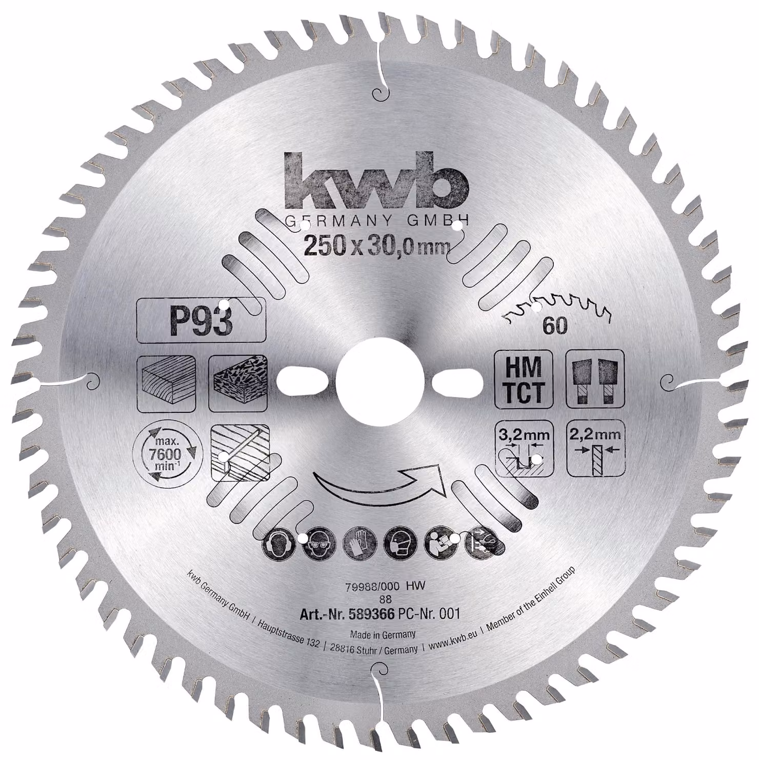 Disco circolare kwb, 250 x 30 mm, per tagli molto precisi, adatto per lavori di precisione