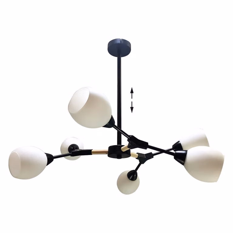 Plafoniera CITTERIO 6xE14/40W metallo/legno/vetro dimmerabile regolabile in altezza