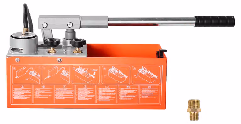 Pompa idraulica SucceBuy per prove di pressione, capacità 7,57 L, pressione da 0 a 60 bar, con valvola doppia, pompa manuale con manometro e serbatoio, adatta per tubazioni, impianti idraulici, sistemi di riscaldamento, nonché per test di pressione e rile
