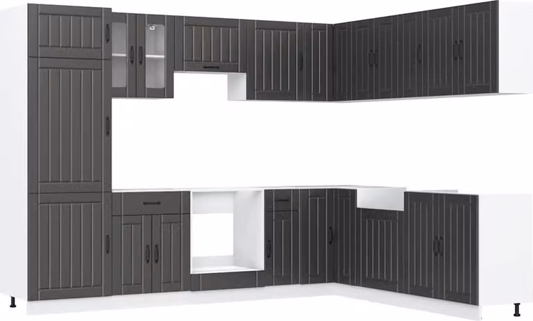 Set Mobili da Cucina 14 pz Lucca Neri Legno Multistrato