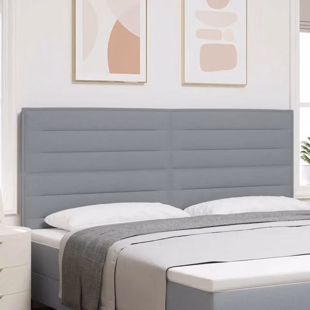 Testiera con LED e porte USB vidaXL in tessuto grigio, Larghezza: 200 cm – 1
