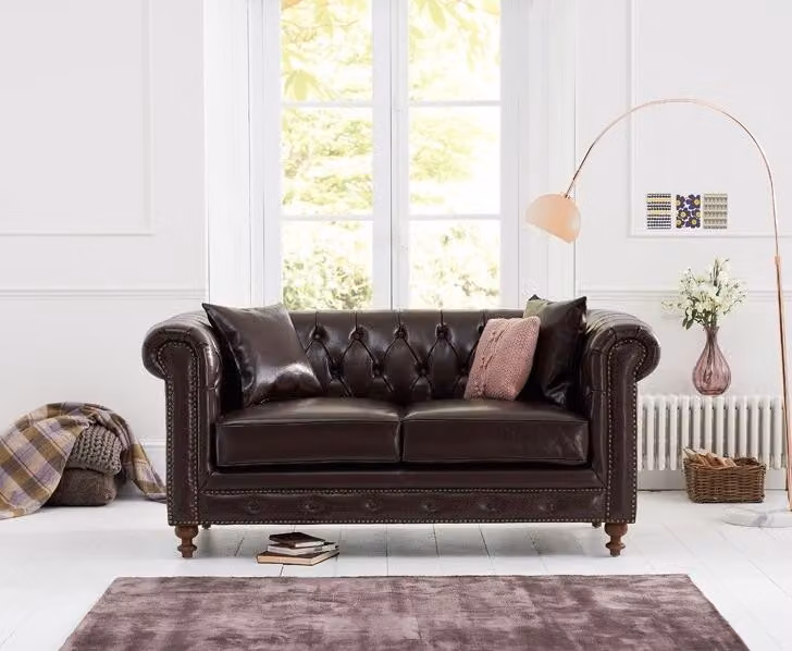 Chesterfield Sofa Couch Polster Leder Couchen Polster Garnitur 2 Sitzers