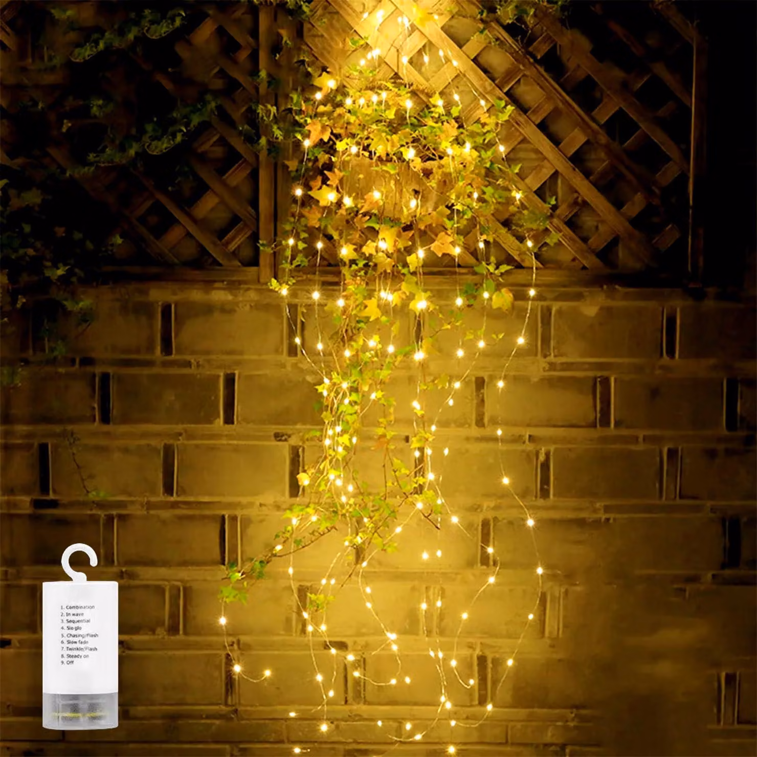 Catena luminosa a LED, 200 LED, 2 metri, 10 fili, alimentazione a batteria, impermeabile
