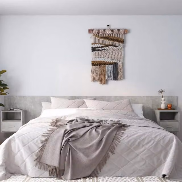 Testiera Letto con Comodini Integrati vidaXL in Legno Multistrato Grigio L: 240 cm, H: 80 cm, P: 80 cm – 1