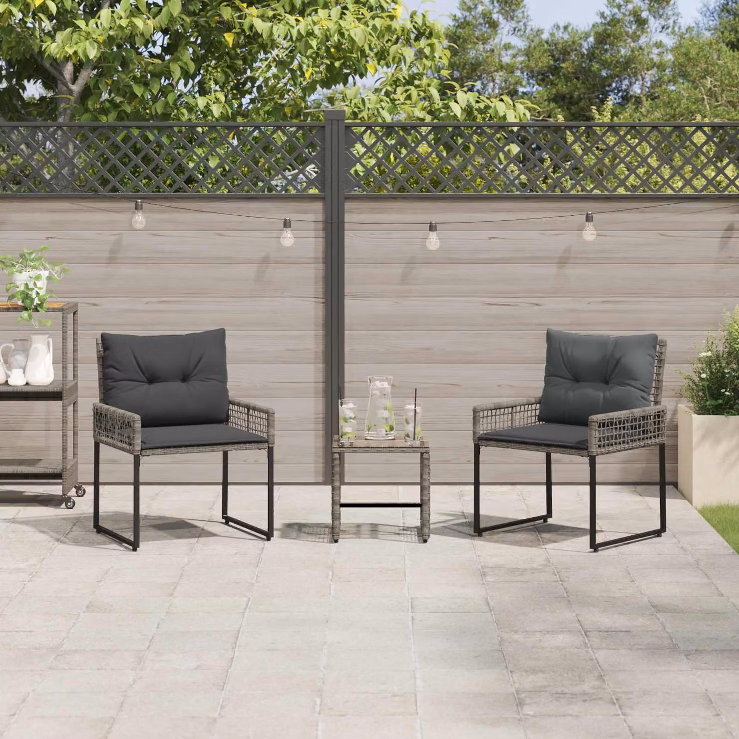 Maison Exclusive - Set di mobili da giardino, 3 pezzi, colore grigio