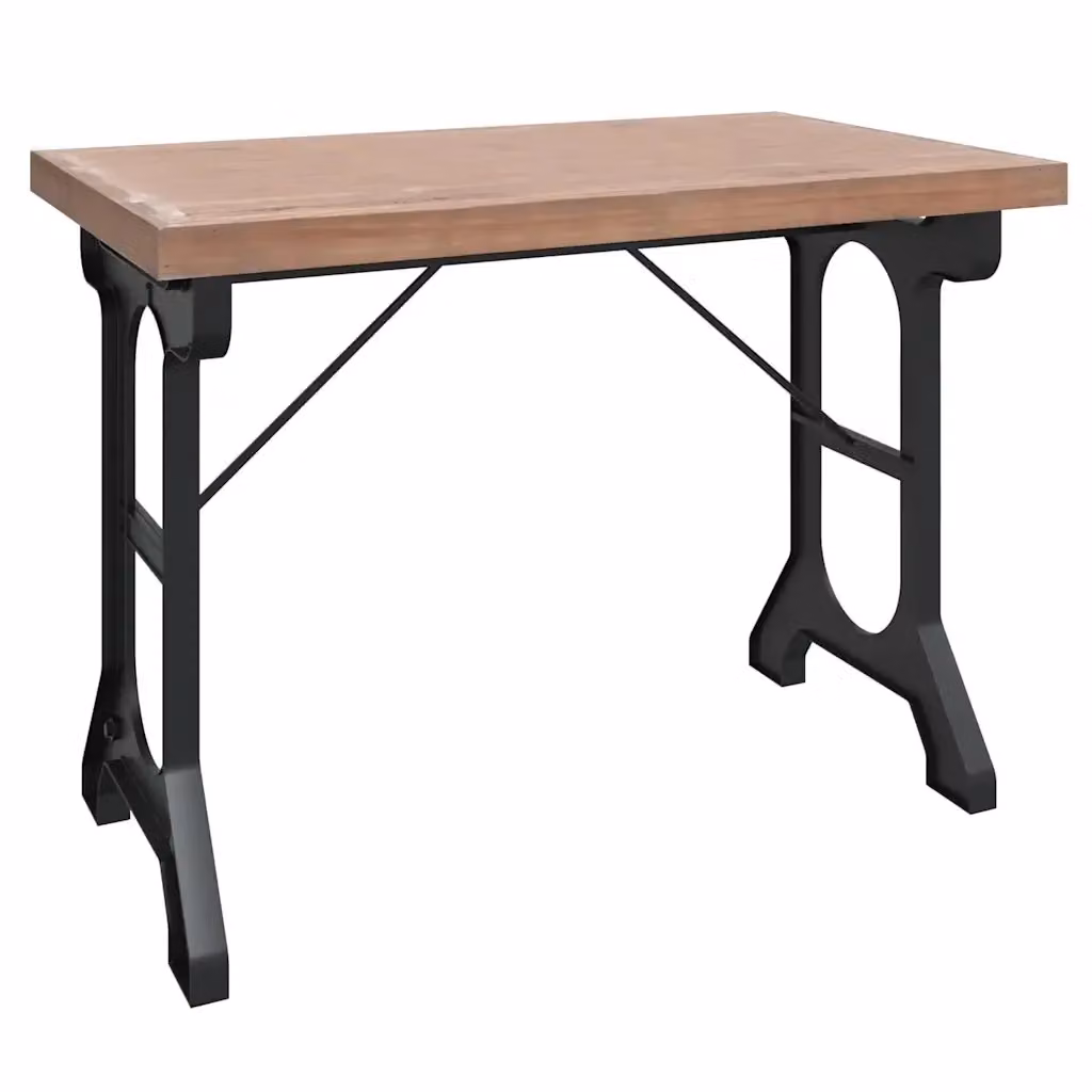 vidaXL Tavolo da Pranzo Rettangolare in Legno di Abete e Metallo, L: 110 cm, P: 65 cm, H: 82 cm – 2