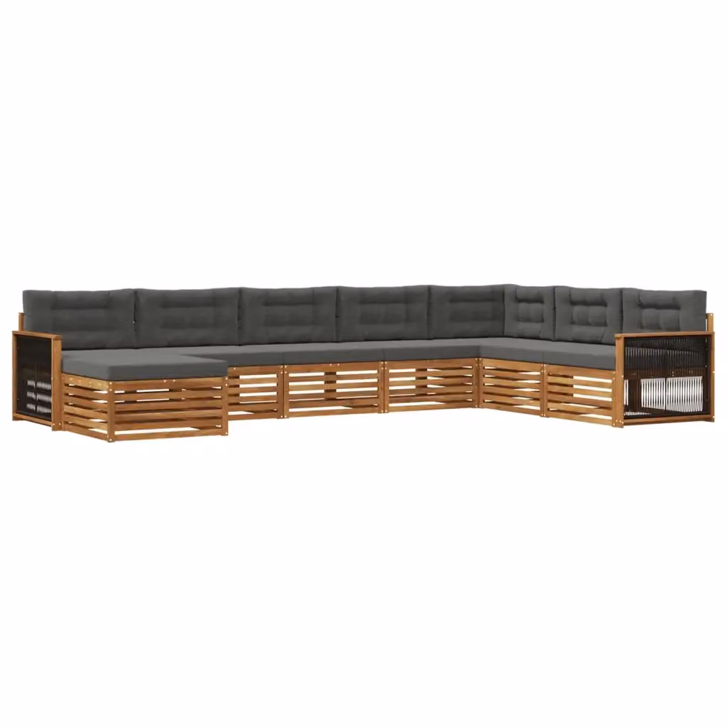 Set di divani da esterno a L vidaXL in legno di acacia con cuscini, beige e antracite, 8 pezzi – 2