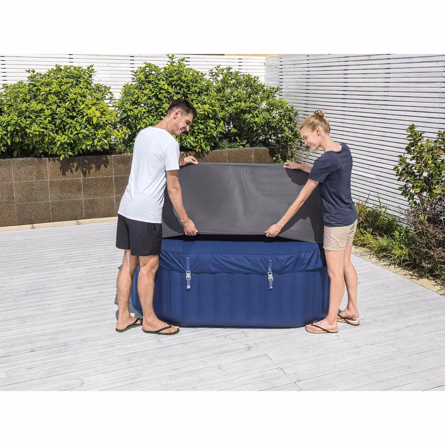 Copertura termica Bestway in PVC e POM per piscina rotonda, Grigio, Diametro: 180 cm