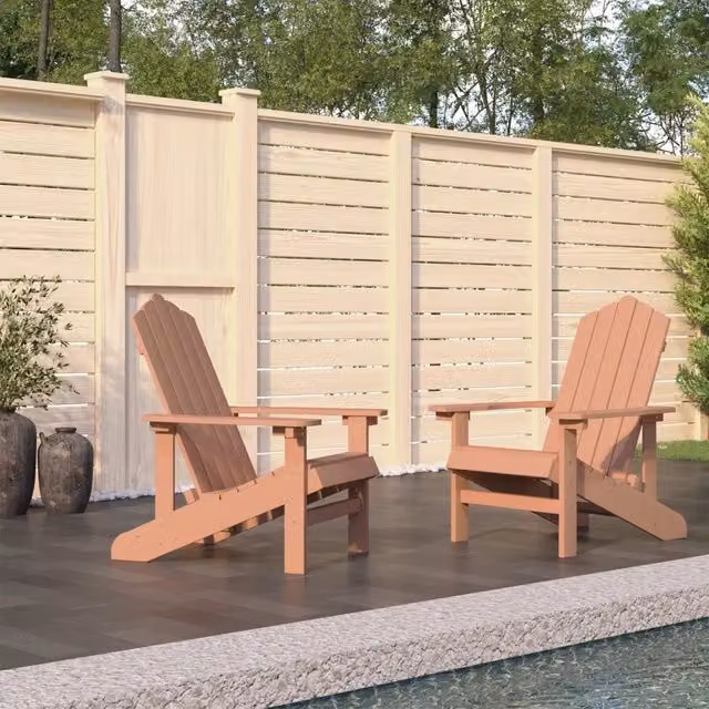 Set di 2 sedie da giardino Adirondack vidaXL in HDPE marrone con braccioli e resistenza ai raggi UV