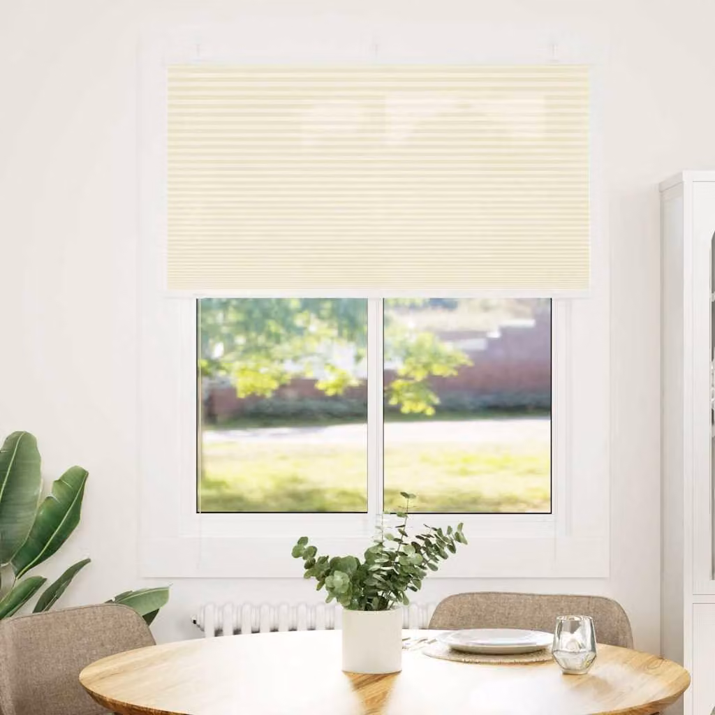 vidaXL Tenda Plissettata Crema 110x100 cm Larghezza Tessuto 109,4 cm
