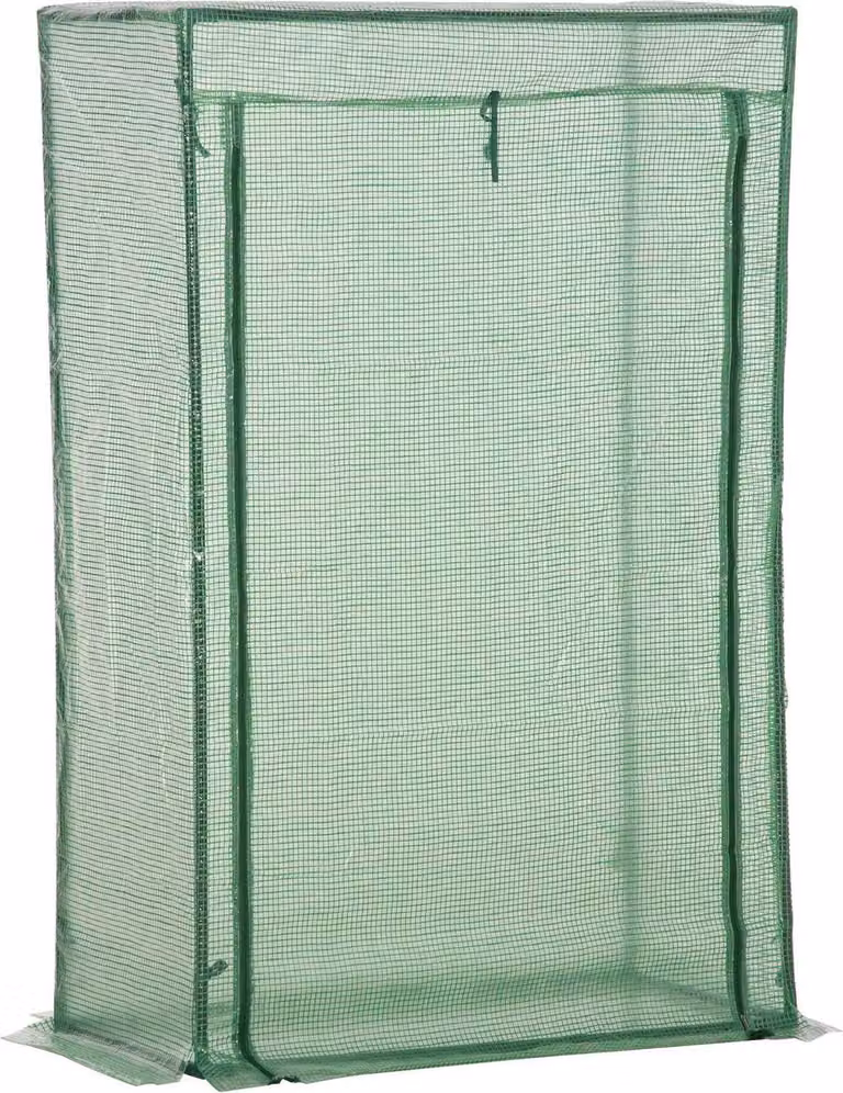 Serra serra con porta avvolgibile 100x50x150cm in acciaio e plastica di colore verde per la cura e la coltivazione delle piante