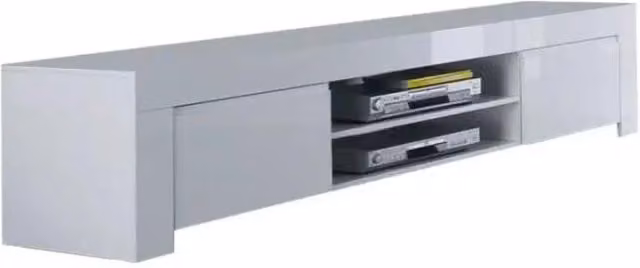 Mobile TV a 2 porte, collezione FOLOMI, colore bianco lucido lacato