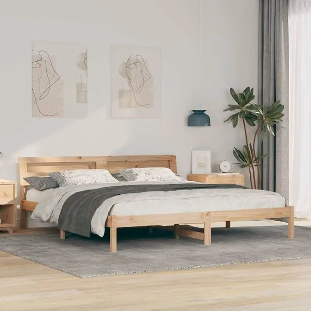 Struttura del letto-Giroletto Marrone 200 x 200 cm Pino massello 516314