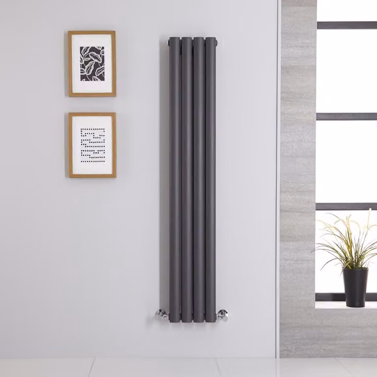 Radiatore Doppio Verticale di Design Antracite - 1400 x 236mm - 550W - Revive