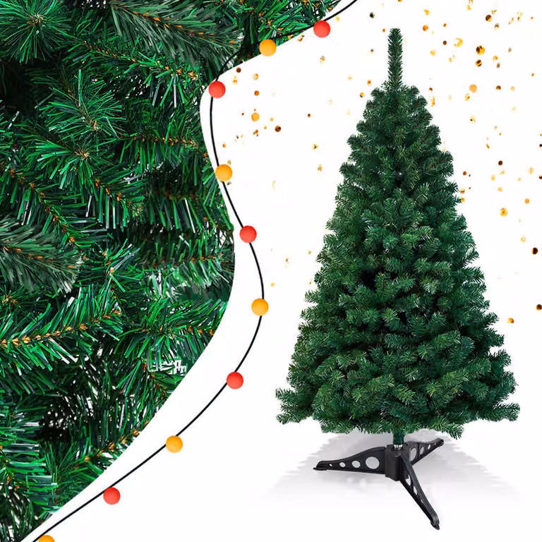 Jopassy 120cm albero di Natale artificiale, albero di Natale con supporto in metallo, albero di Natale 220 punte aghi in PVC, albero di Natale artificiale sistema pieghevole verde