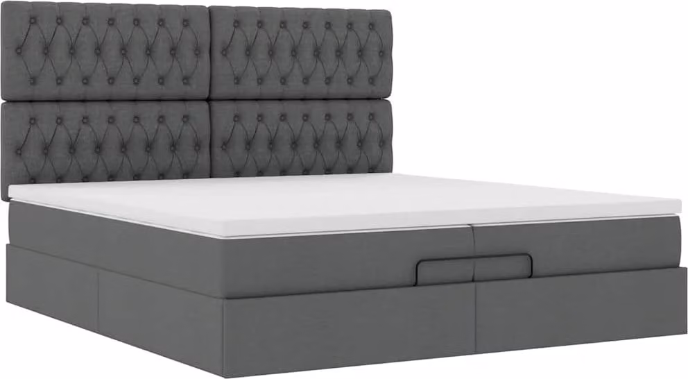 Struttura Letto Pouf con Materassi 200x200 cm in Tessuto
