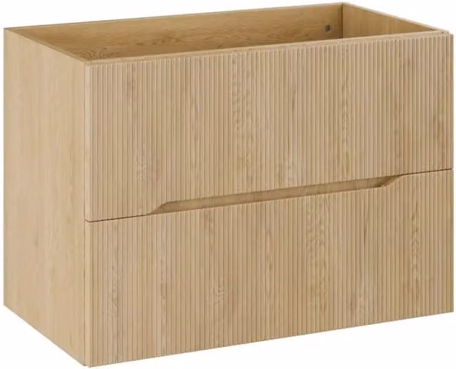 Mobile sottolavabo NATURA – 2 cassetti – Rovere chiaro – L80 × P45 × H57 cm – Da appendere