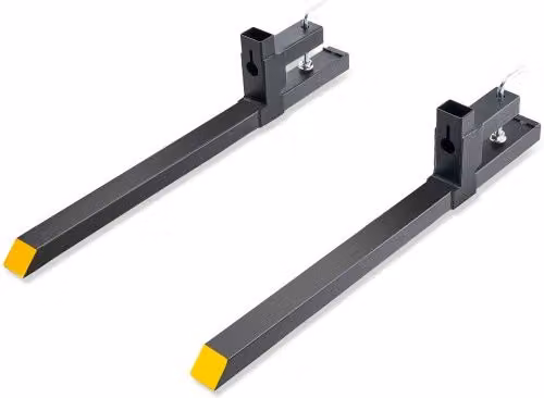 Coppia di forche per pallet VEVOR in acciaio nero, lunghezza: 109 cm, capacità di carico massima: 907 kg, per benne di trattori, minipale ed escavatori