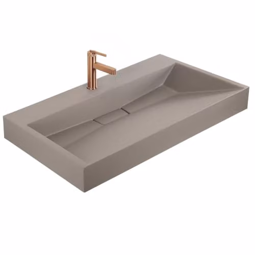 Rea - Lavabo in conglomerato Goya Taupe, 100 cm - 100 x 46 x 14 cm