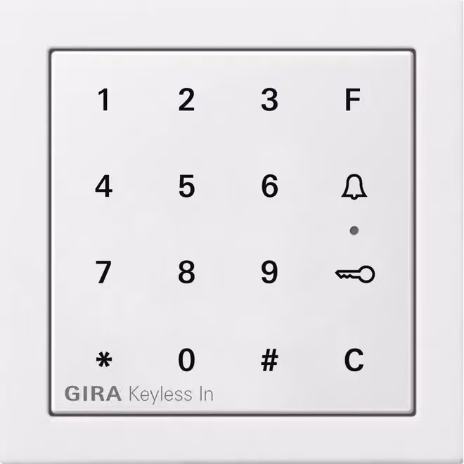 Gira 2605112 Gira Keyless In tastiera a codice con interruttore a pulsante, bianco puro