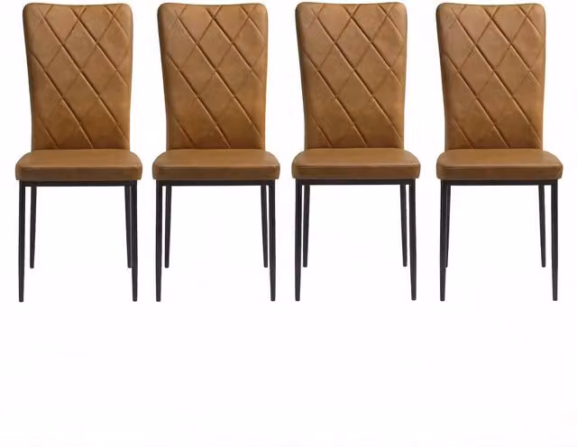 Sedie da sala da pranzo set da 4 41 x 43 x 94,5 cm similpelle marrone, schienale alto