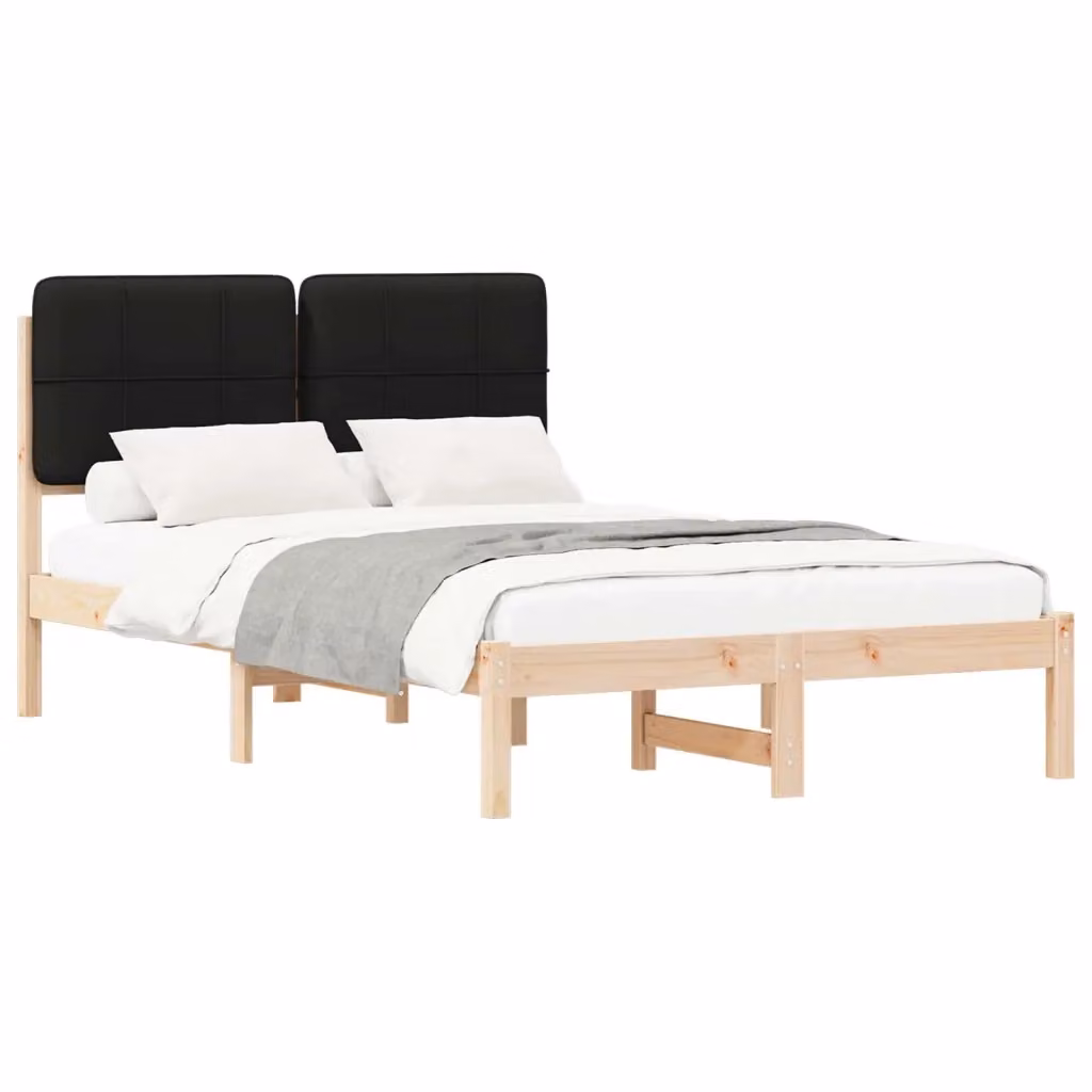 Letto con Testiera Rivestita in Tessuto Nero vidaXL in Pino Massello L: 120 cm, P: 200 cm, H: 84,5 cm – 2