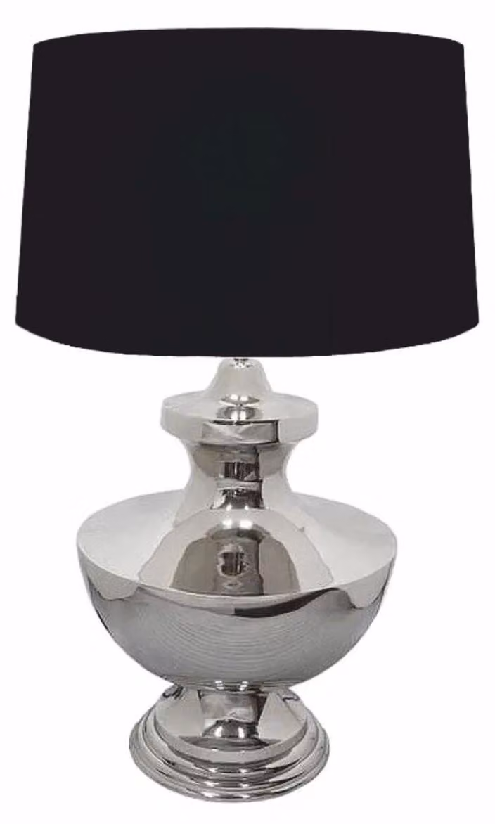 Casa Padrino Lampada da tavolo Art Deco in metallo argento / nero Ø 46 x H. 69 cm