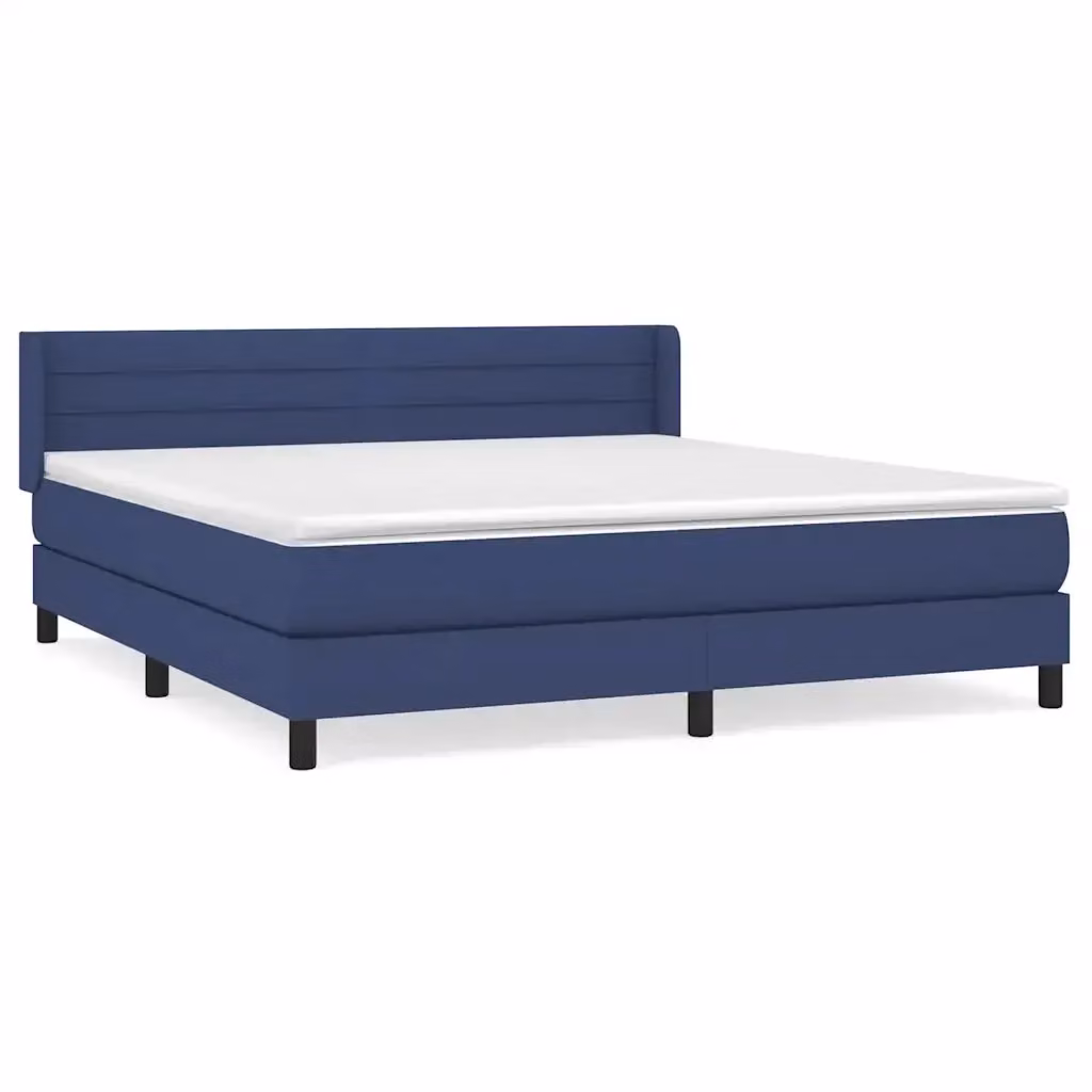 Letto Ibrido vidaXL con Giroletto a Molle e Materasso in Tessuto Blu e Bianco L/P: 180 x 200 cm – 2