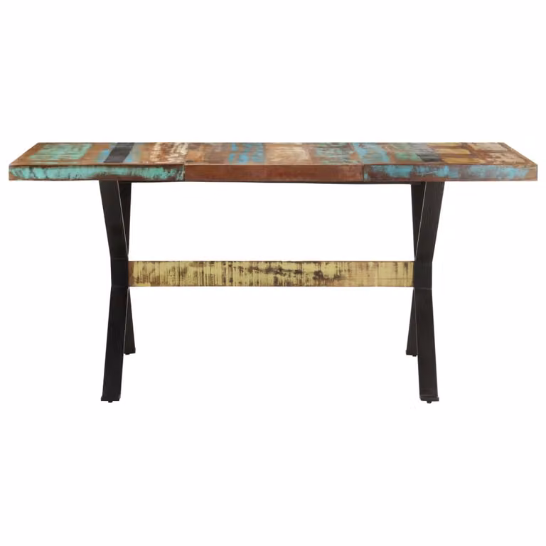 vidaXL Tavolo da pranzo 160x80x76 cm in legno massello di recupero