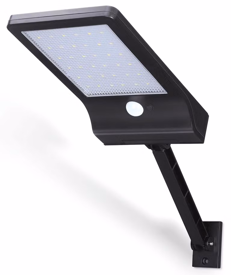 Lampada da parete a LED con sensore solare, colore nero, 3W