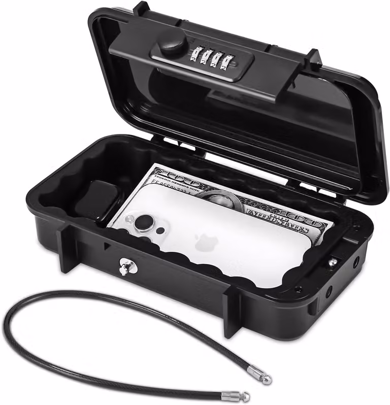 Mini cassaforte, portatile, in ABS, resistente agli urti, con combinazione a cifre in lega di zinco, ideale per i viaggi