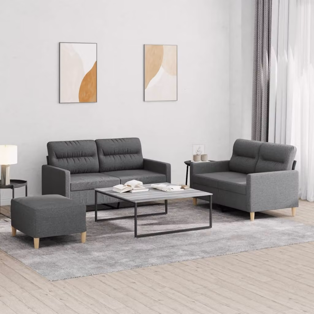 Maison Exclusive - Set divano a 3 pezzi con cuscini in tessuto grigio scuro