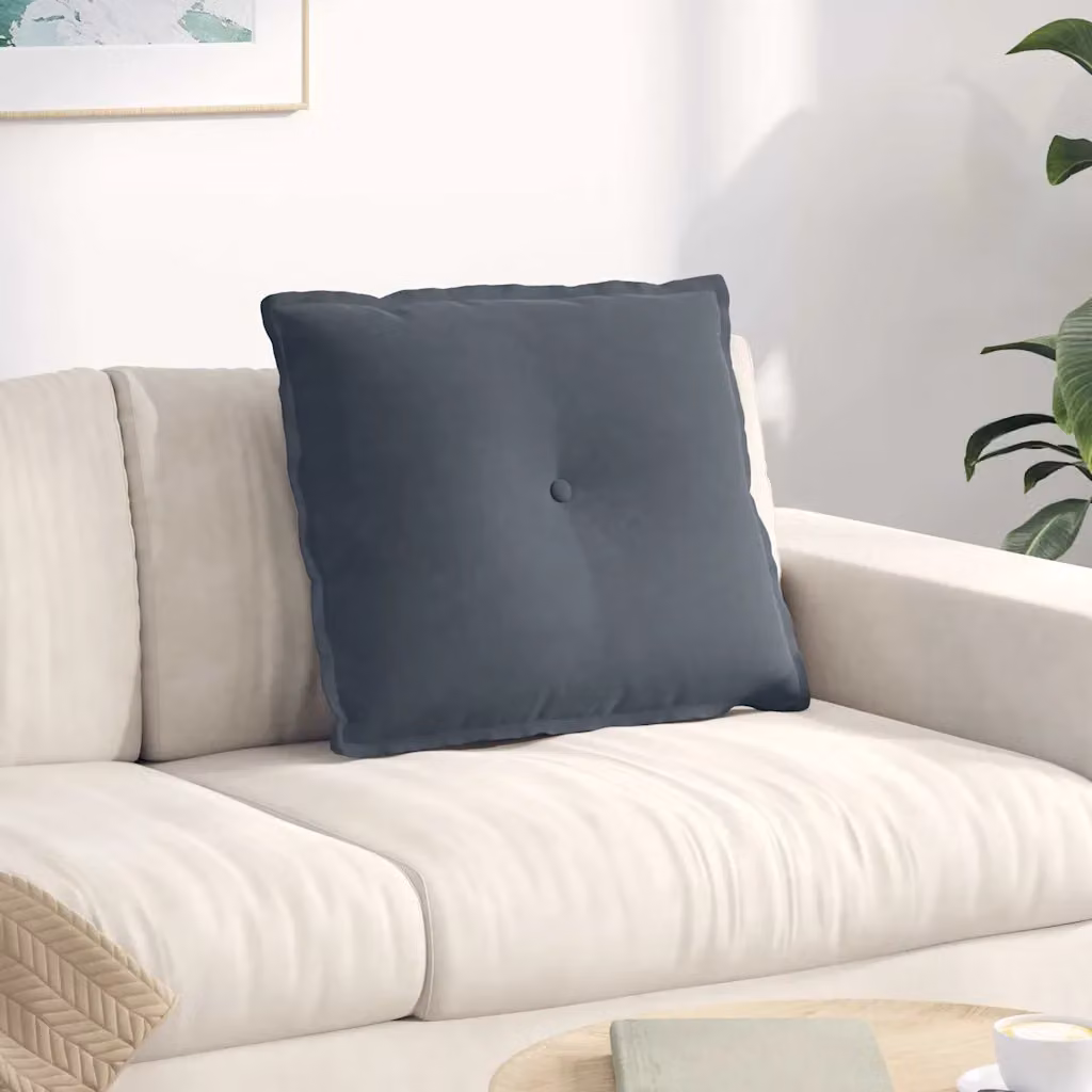 Cuscino per schiena vidaXL in velluto a coste grigio, L: 60 cm, P: 50 cm, H: 19 cm