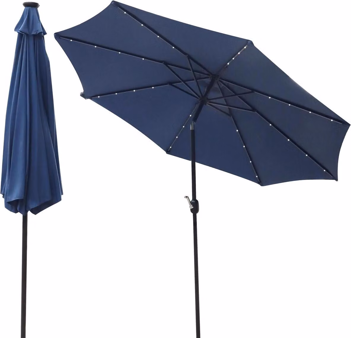 Ombrellone da giardino da 300 cm con illuminazione a LED – Blu scuro – Ombrellone illuminato per terrazza e giardino