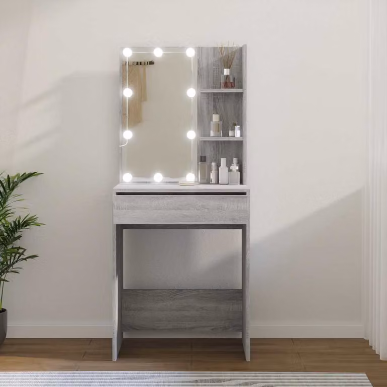 vidaXL Toeletta con LED Grigio, L: 60 cm, P: 40 cm, H: 140 cm