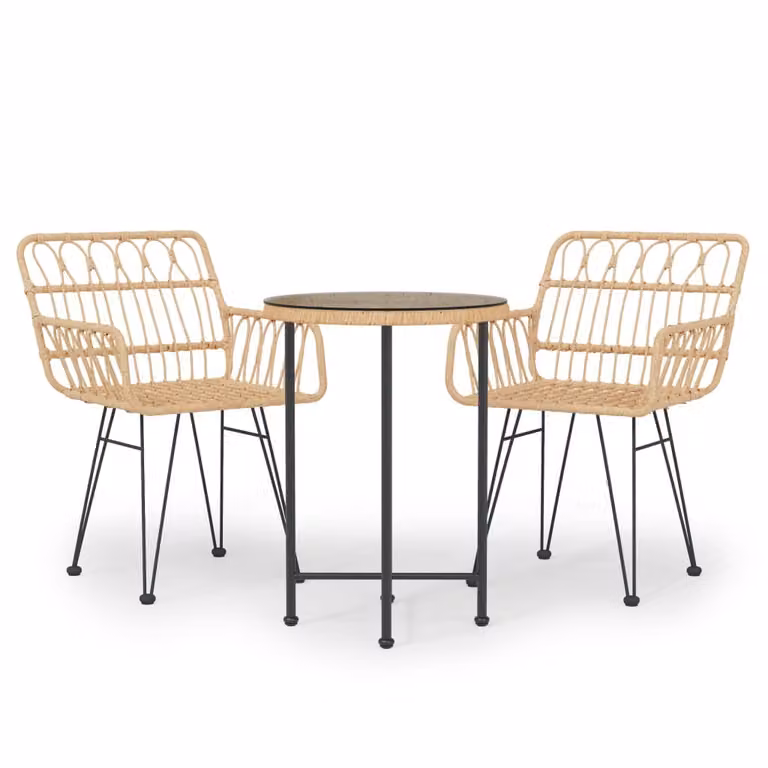 Set da Pranzo da Giardino 3 pz in Polyrattan