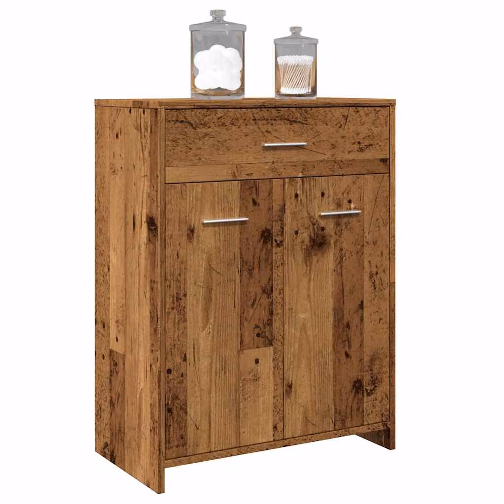 Mobile da bagno vidaXL in legno tecnico color marrone con ante e cassetti, L: 60 cm, P: 33 cm, H: 80 cm