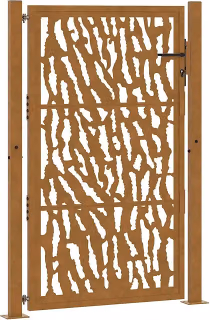 Cancello da giardino 100x150 cm in acciaio corten con design a traccia CFW2694042