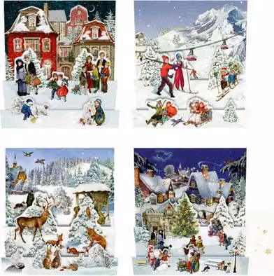 Assortimento mini calendari dell'Avvento - Nostalgici mondi invernali