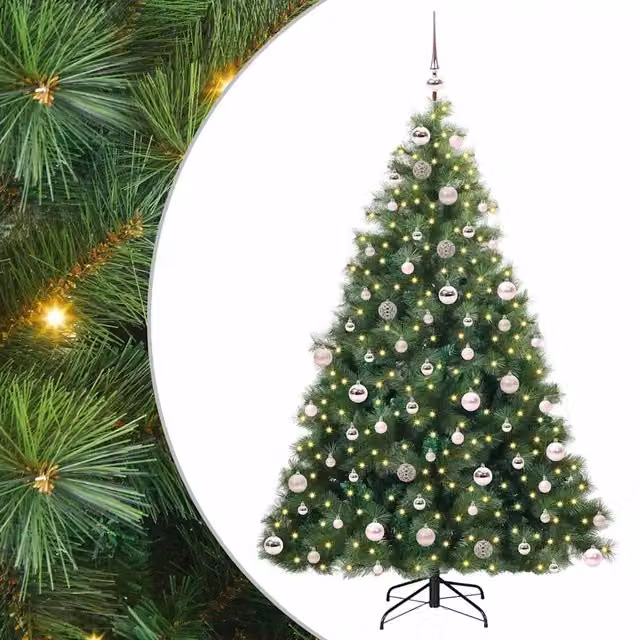 Albero di Natale artificiale moderno vidaXL verde con 300 LED luce bianca calda in PE e PVC, Altezza: 180 cm