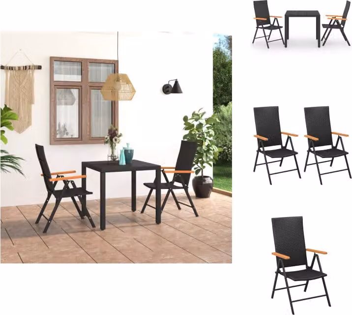 vidaXL Set da pranzo da giardino a 3 pezzi nero e marrone - Set di mobili da giardino