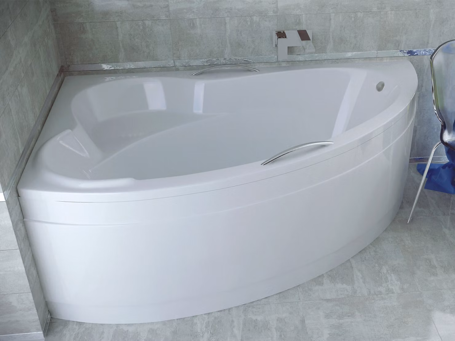 Vasca da bagno angolare 160x100 a sinistra con grembiule in acrilico, set di scarico e piedini GRATUITI | set completo 4in1 sifone originale per vasca da bagno in acrilico | BADLAND ADA