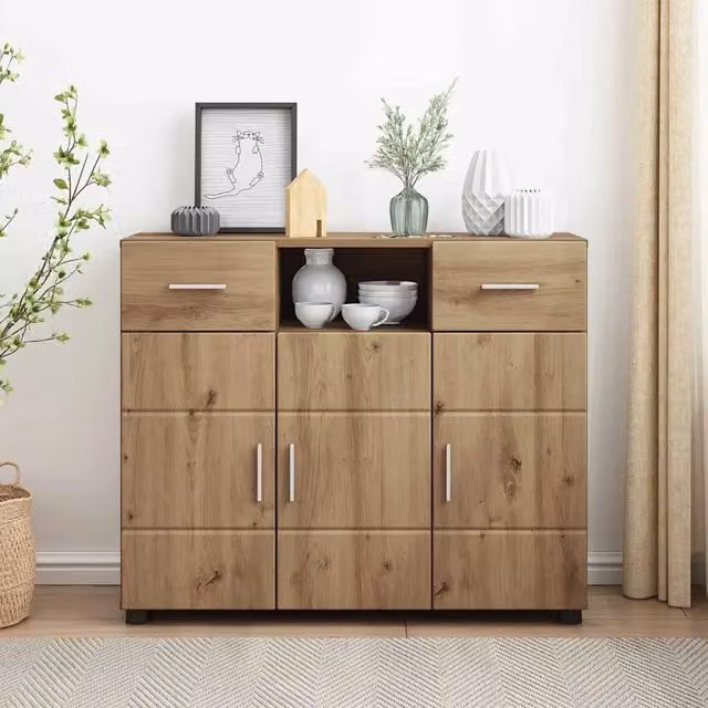 Credenza Buffet da Cucina Moderna vidaXL in Rovere Marrone L: 88,5 cm, P: 30,5 cm, H: 73 cm