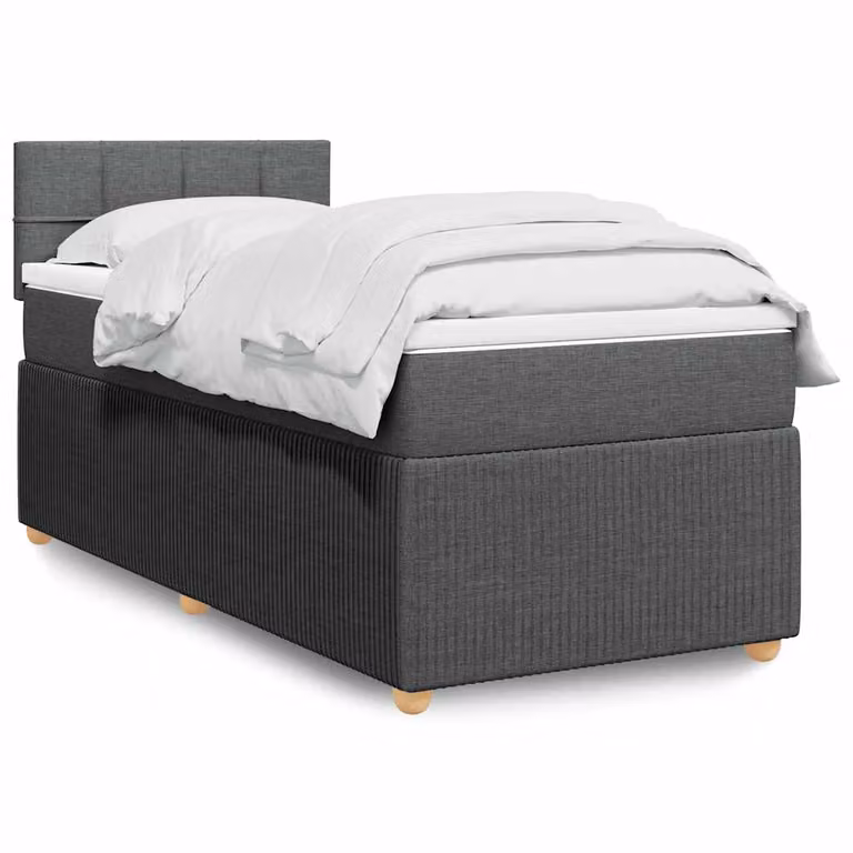 vidaXL Giroletto a Molle con Materasso Ibrido in Tessuto Grigio e Bianco, L/P/H: 90 x 190 x 100,5 cm