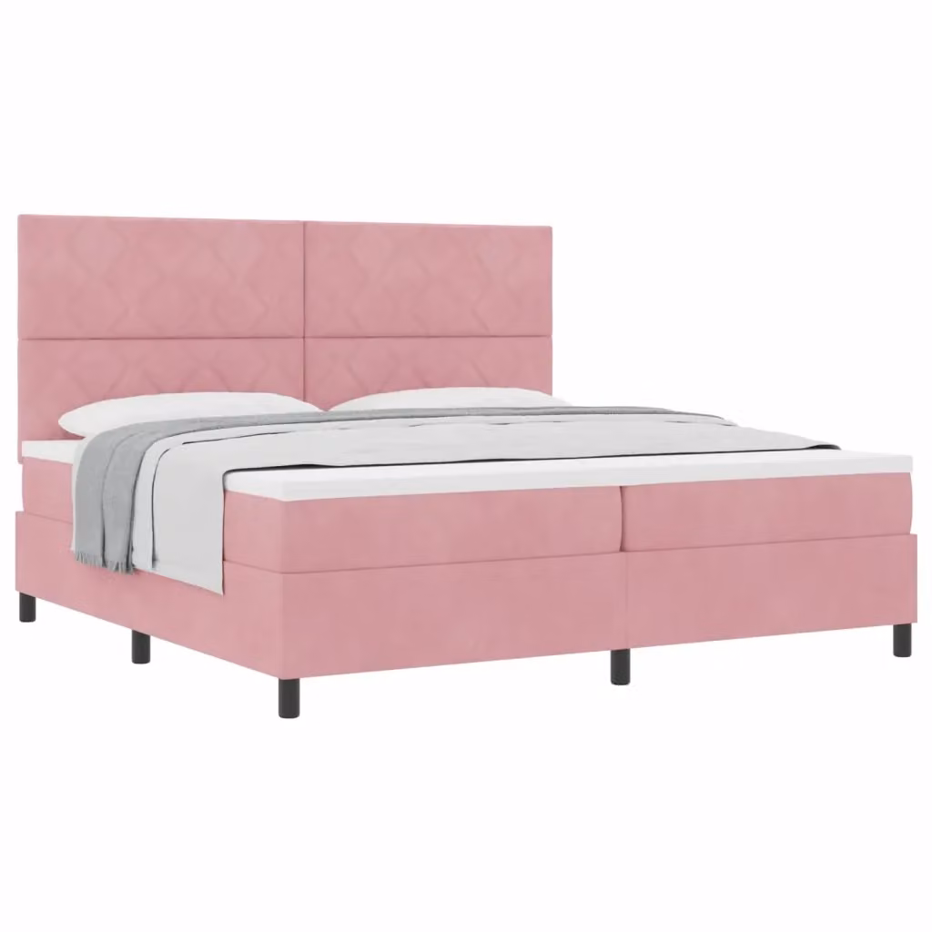 Letto a molle con testiera vidaXL in velluto rosa L: 200 cm, P: 200 cm, H: 203 cm – 2