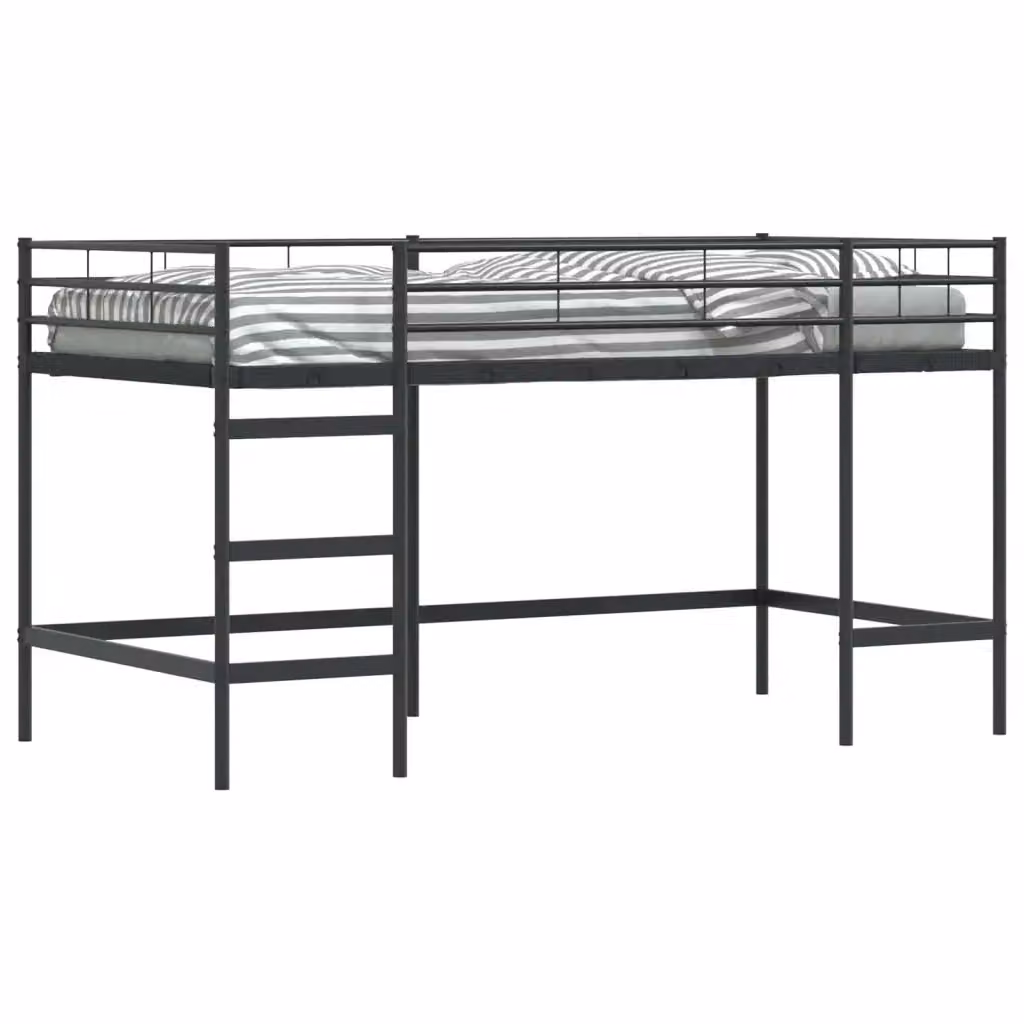 Letto loft singolo per bambini vidaXL in metallo nero L/P/H: 200 x 90 x 195 cm – 2